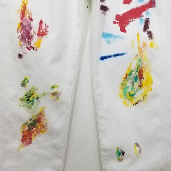 BY SAMMI RYAN & DESSIE JACKSON Artist Painted Studio Overalls in White Size S - Picture 6 of 7